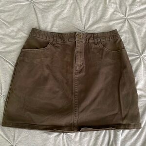 Olive green mini skirt